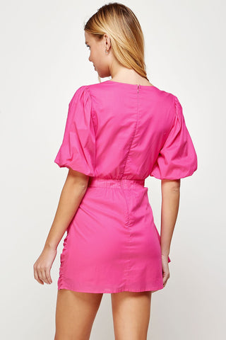 Remi Ruched Puff Sleeve Mini