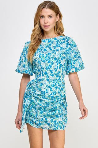 Remi Ruched Puff Sleeve Mini